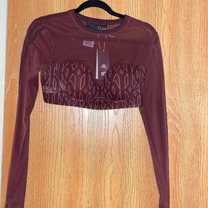 IVY PARK/ADIDAS crop top in brown.